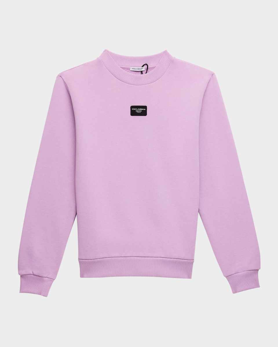 Girl's Rubber Logo Patch Sweatshirt, Size 4-6